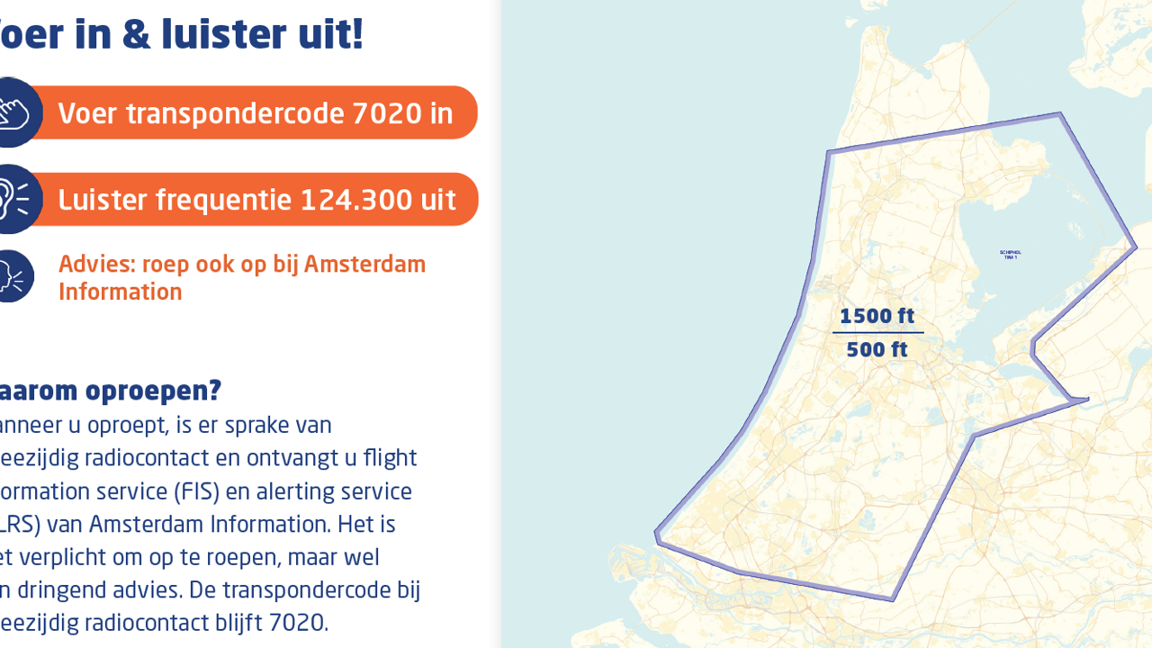 Afbeelding van de TMZ met daarbij de instructie voor transpondercode 7020 en uitluisteren van frequentie 124.330 