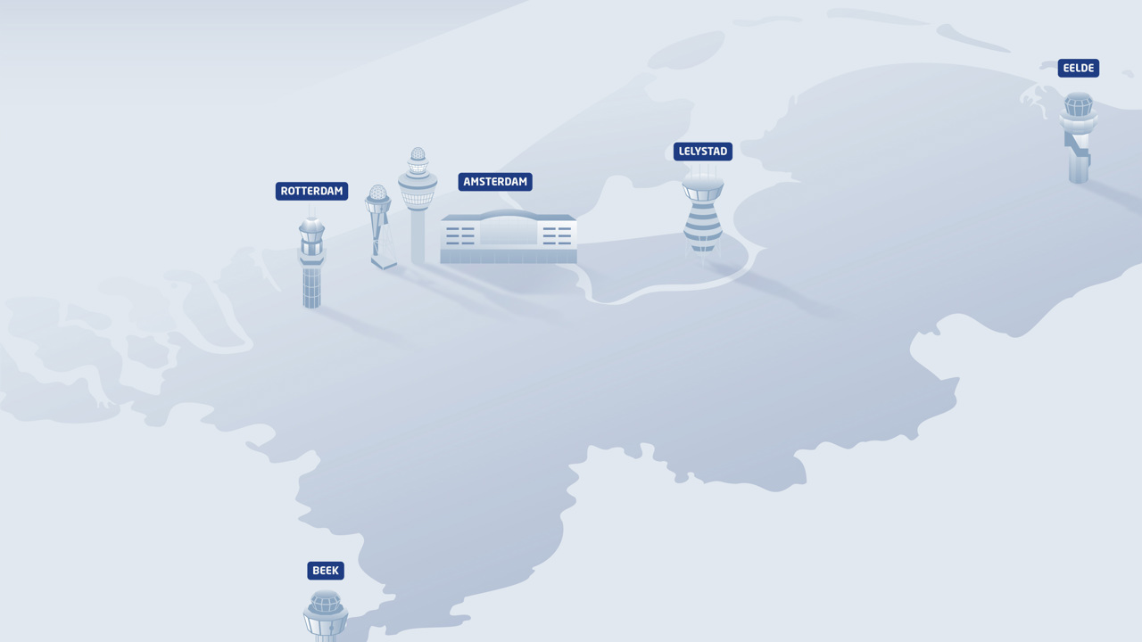 De verschillende locaties van LVNL